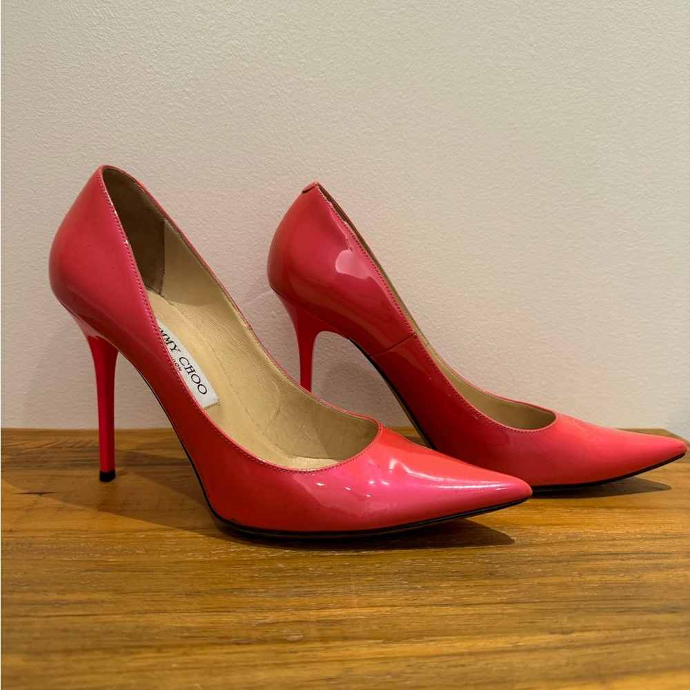 Jimmy Choo neon pink stilleto pumps